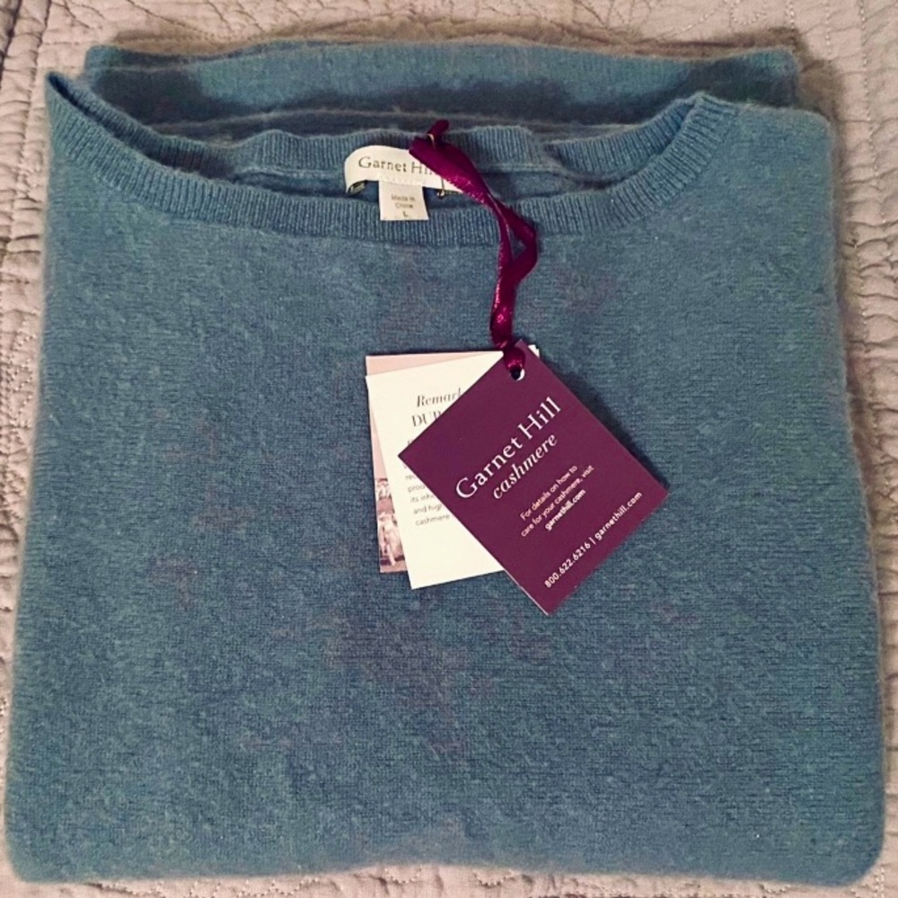 Garnet Hill Oversized Slate Cashmere Sweater, EUC 3/4 Sleeves Freshly Drycleaned